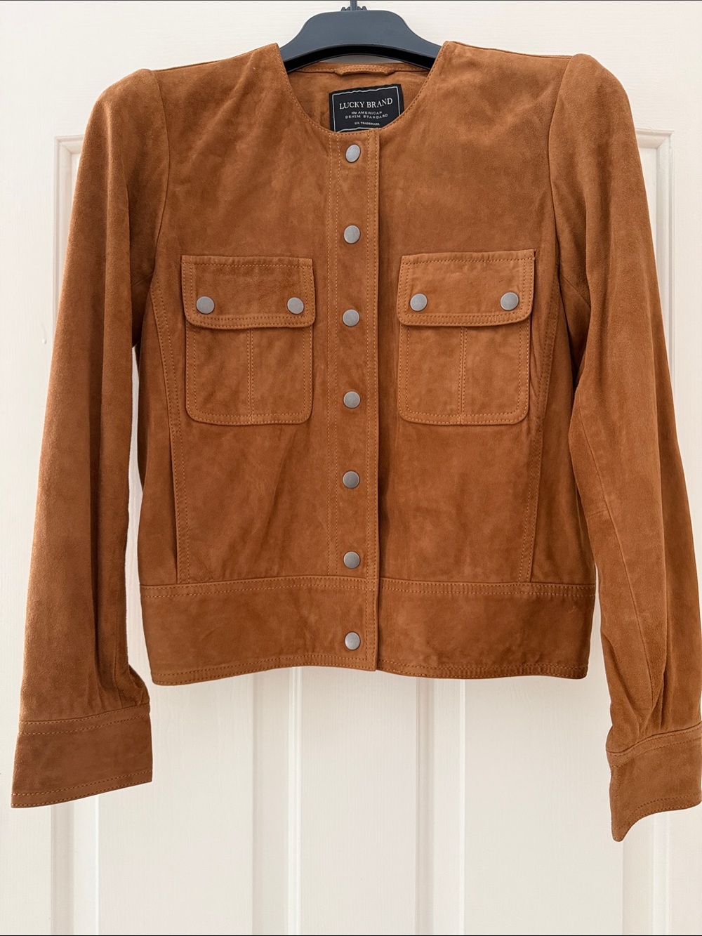 Brand new Lucky Brand Women's Suede Snap-Front Jacket in Chestnut Brown size S